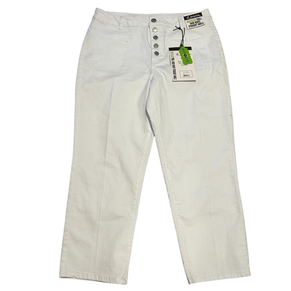 D. Jeans Twill High Rise Straight Ankle White Jeans Size 14 Plus-size